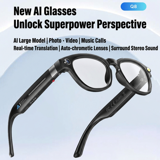 Lunettes intelligentes IA avec caméra 8 MP | Vidéo HD, stabilisation d'image et traduction en temps réel
