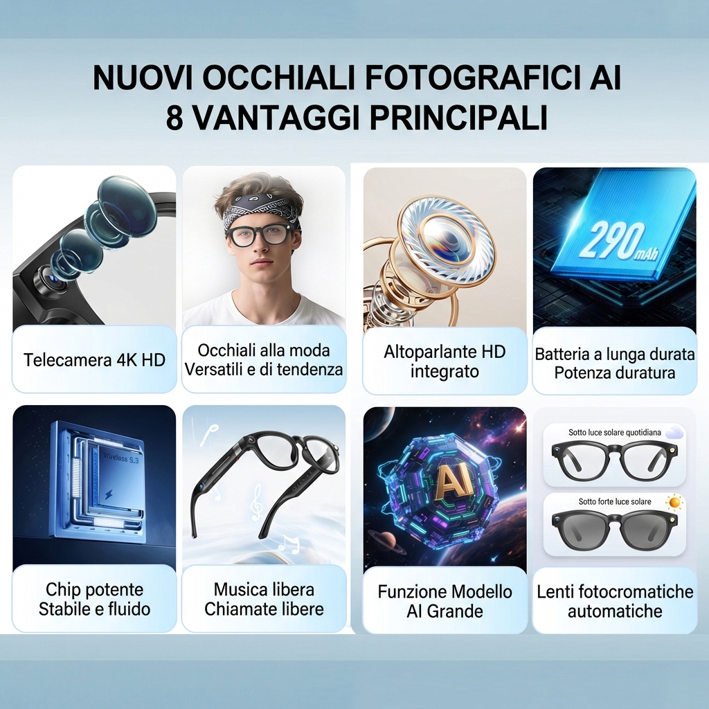 AI Smart Glasses with 8MP Camera | HD Video, Image Stabilization & Real-Time Translation
